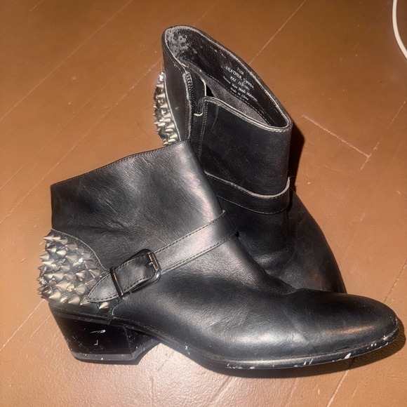 Sam Edelman Black Studded Ankle Boots - Picture 1 of 4